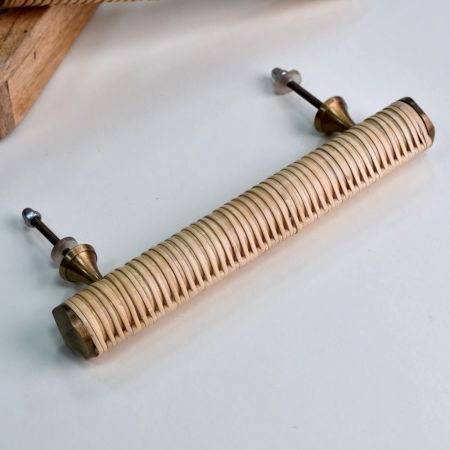 High-Quality Wooden Rattan Handle in Antique Finish (8.5 Inch)
